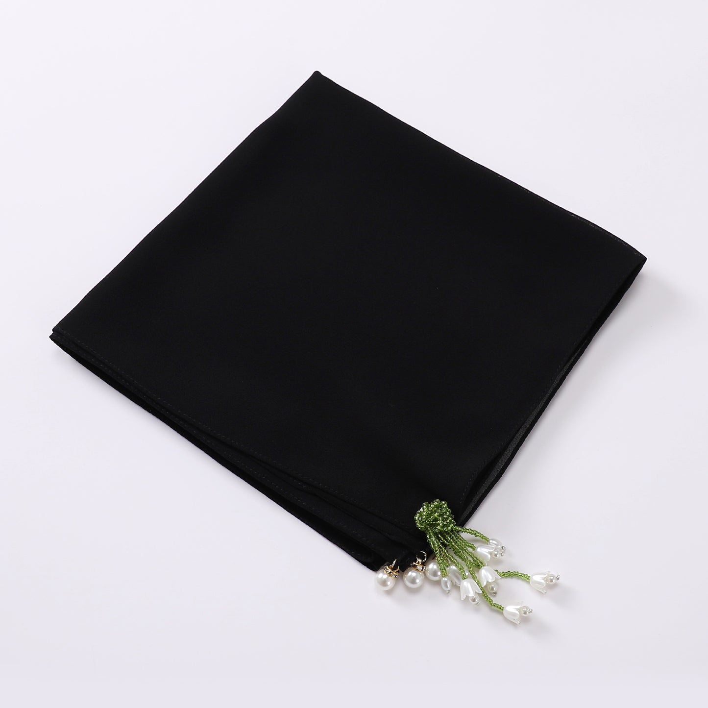 Tulip Rhinestone Pearl Chiffon Square Scarf 90 * 90cm Malaysia Headscarf