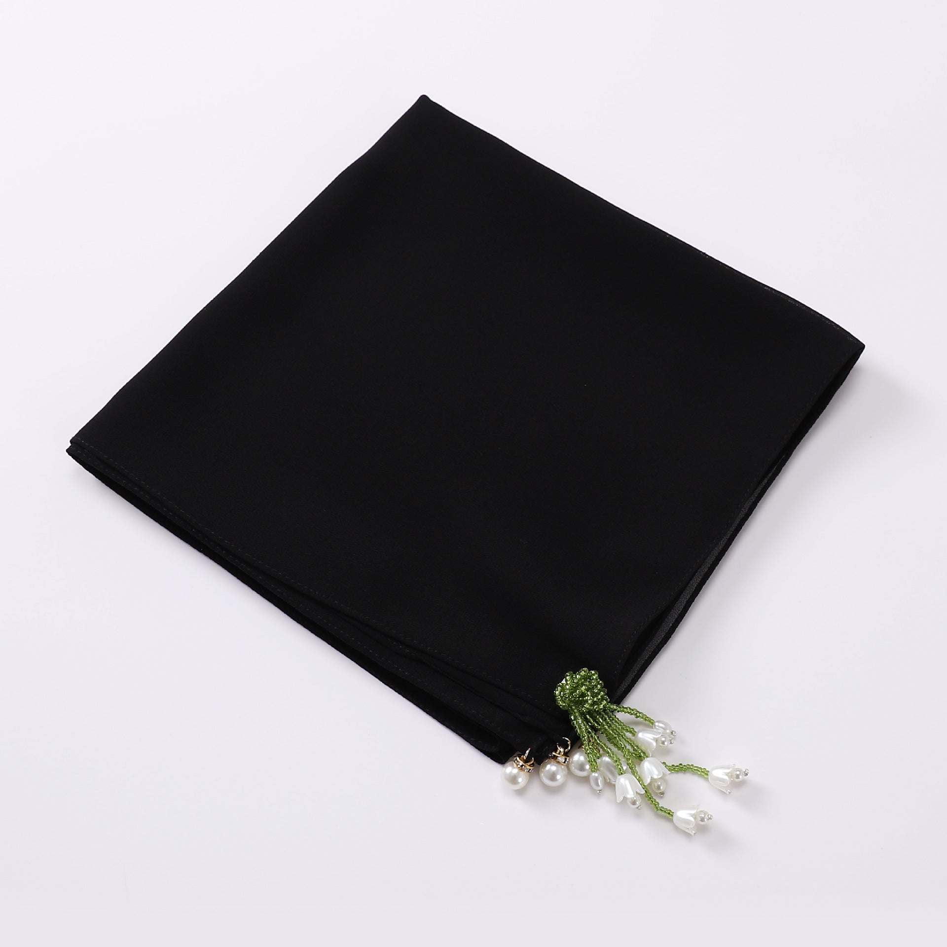 Tulip Rhinestone Pearl Chiffon Square Scarf 90 * 90cm Malaysia Headscarf