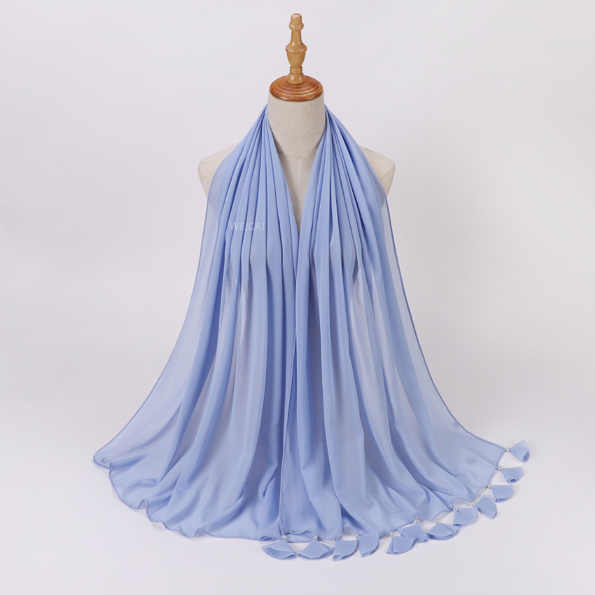 New solid color pearl chiffon flower fringed scarf  scarf Middle East headscarf hijab Malay long scarf