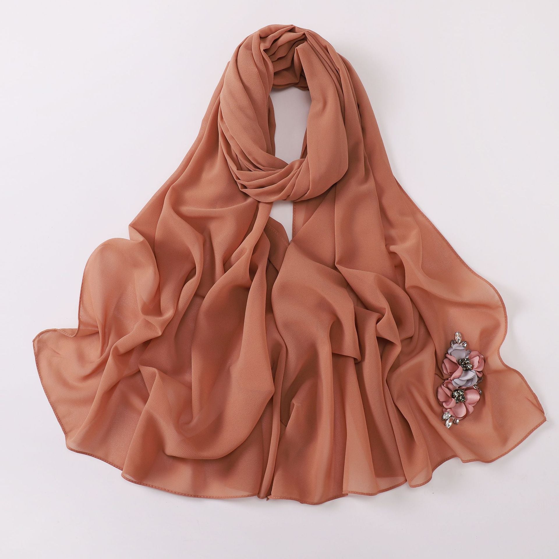 New pearl chiffon flower headscarf hijab Malaysia Hijab Shawls