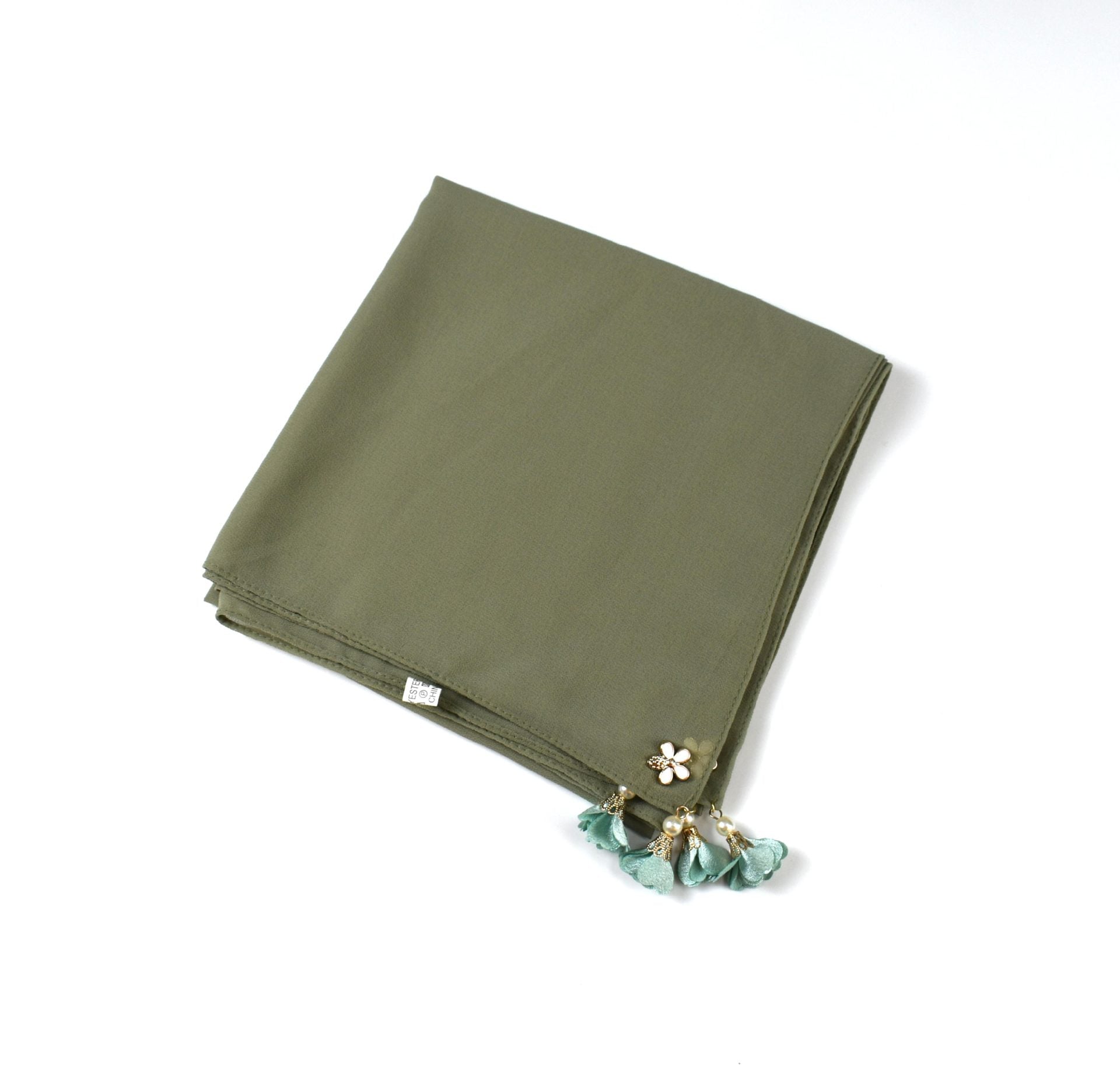 New solid color pearl chiffon square scarf 90 headscarf ins small fresh silk scarf yarn hijab