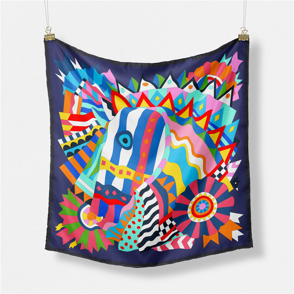 Fashion Thai elephant pattern, printed scarf, artificial silk twill silk 53cm small square scarf, women's scarf