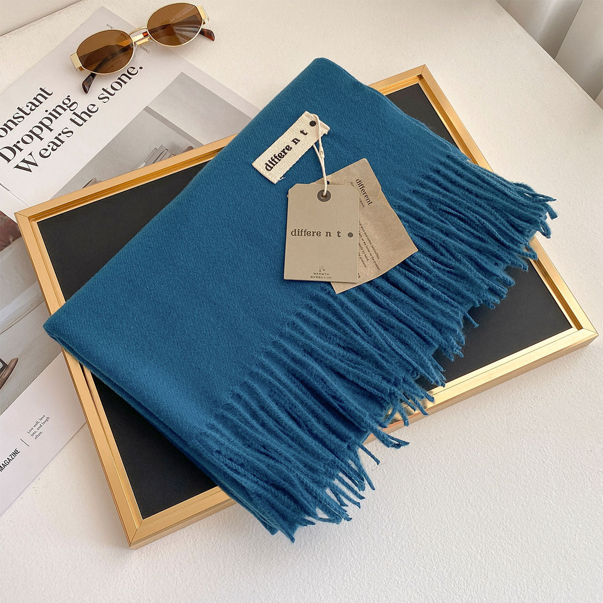 2025 Winter Imitation Cashmere Solid Color Scarf Women's Medium and Long Warm Scarf Shawl