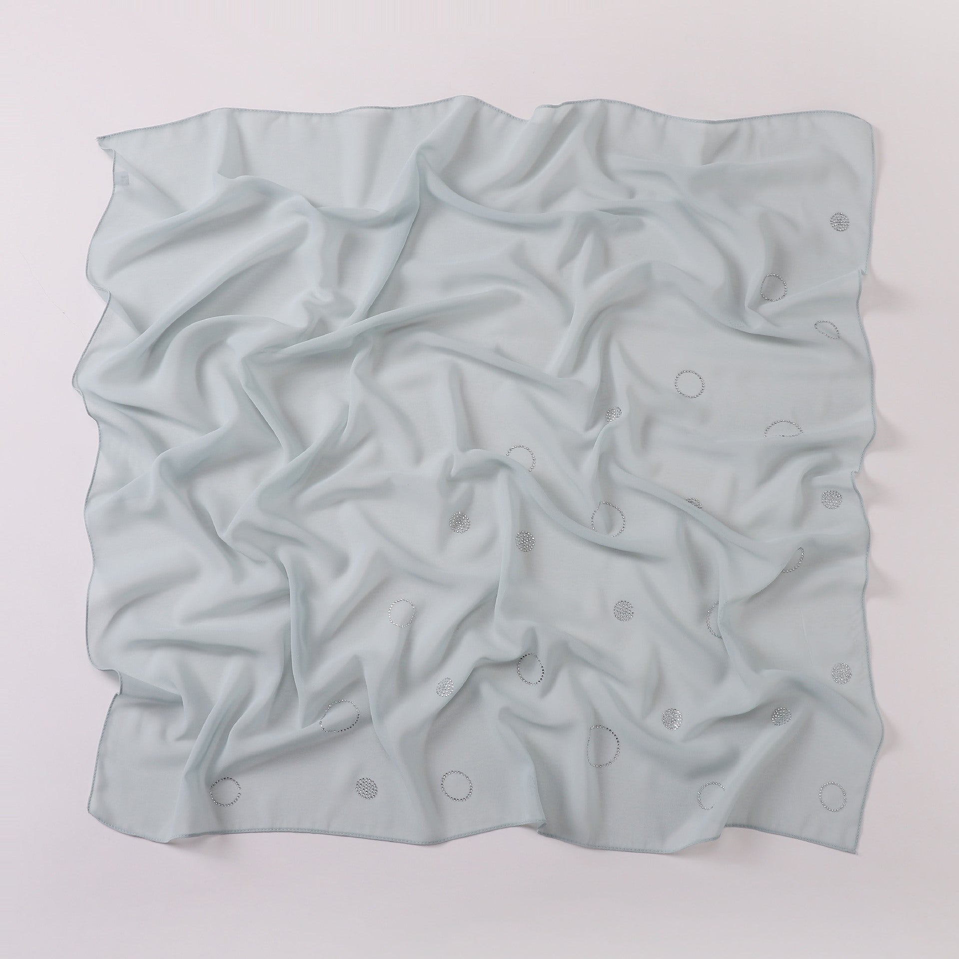 New Pearl Chiffon Circle Hot Diamond 90cm Square Scarf Malaysia Indonesia