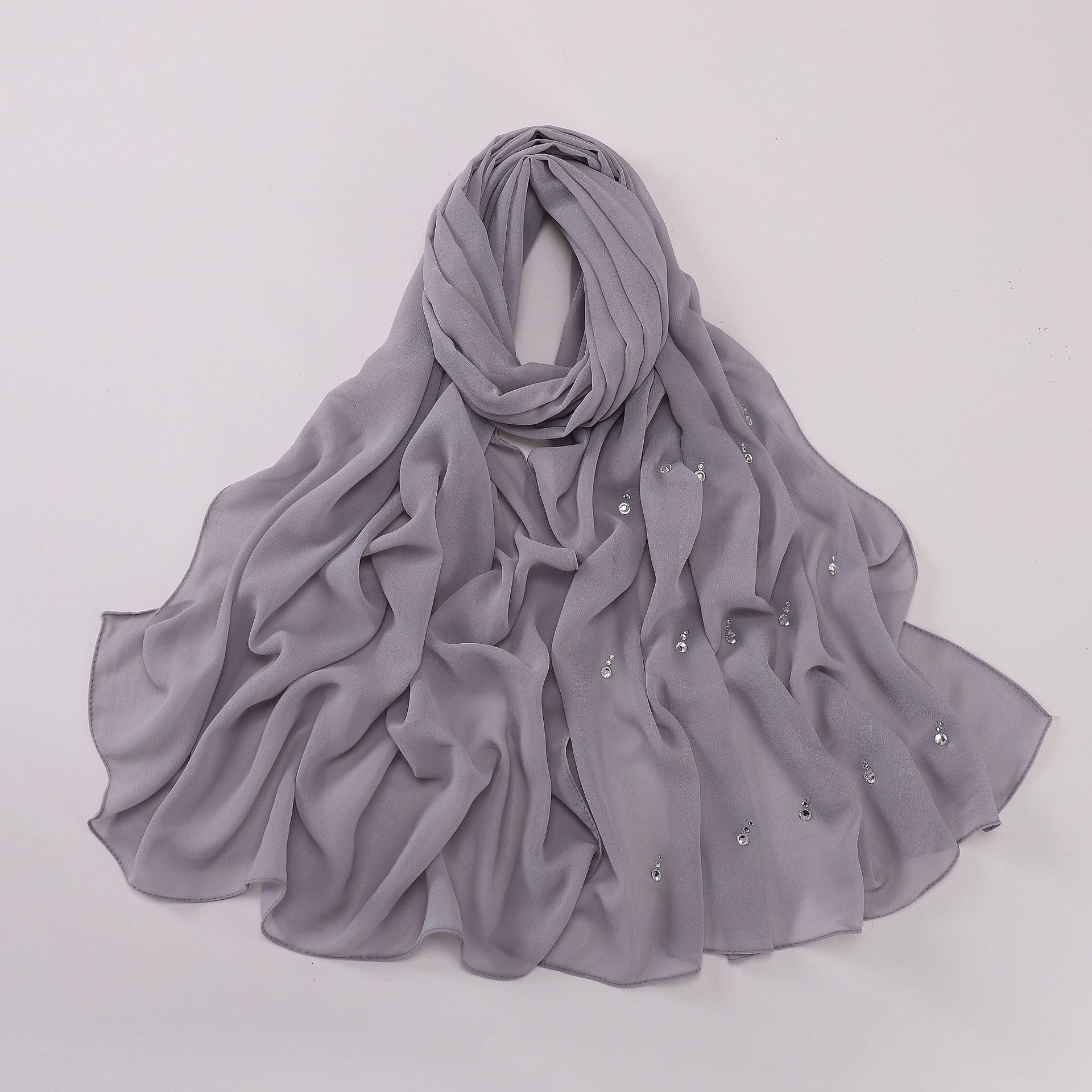 New pearl chiffon long scarf boutique tears water drop diamond scarf Middle East Africa headscarf hijab