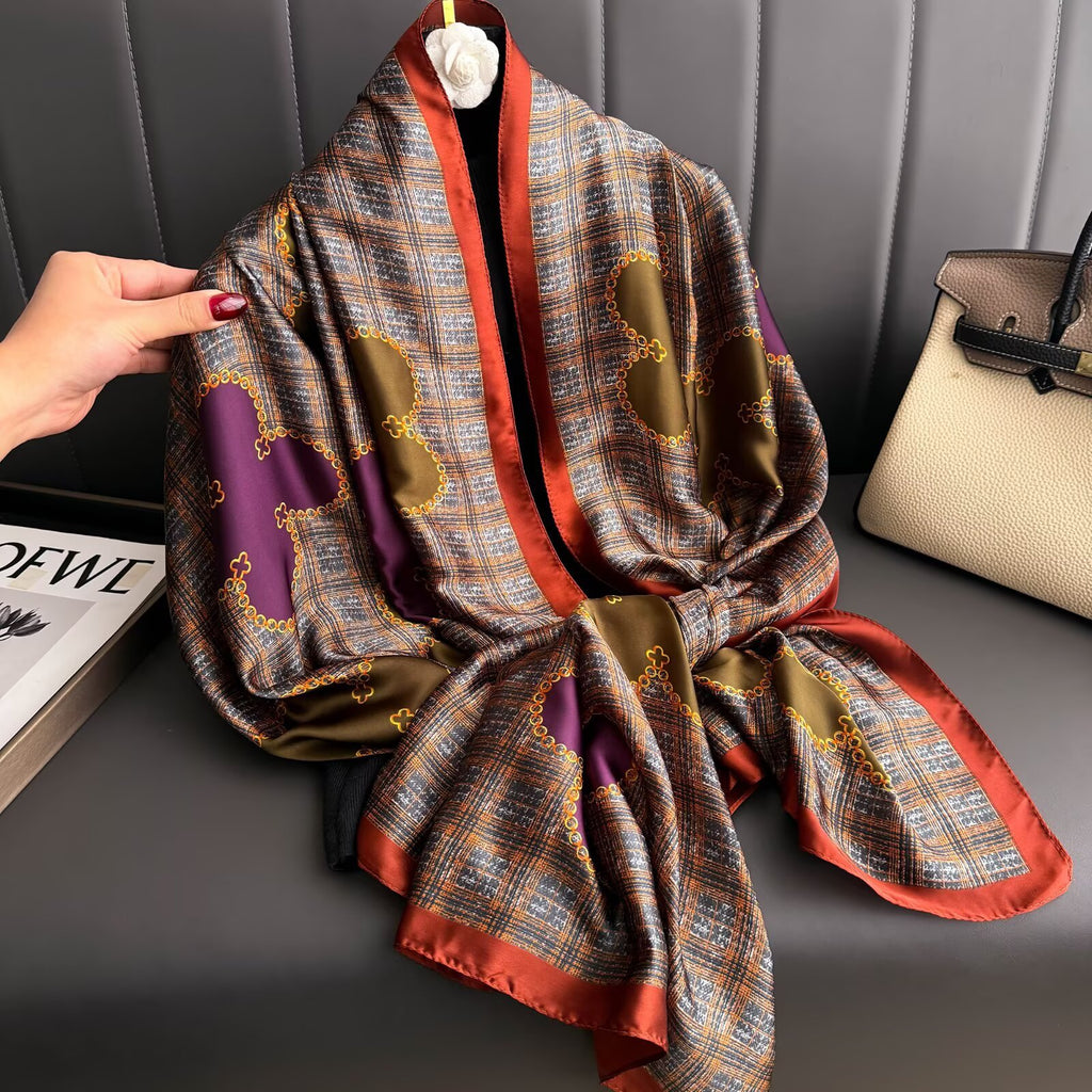 Fashion versatile light luxury spring and summer sunscreen with shawl scarf, elegant temperament women's long silk scarf