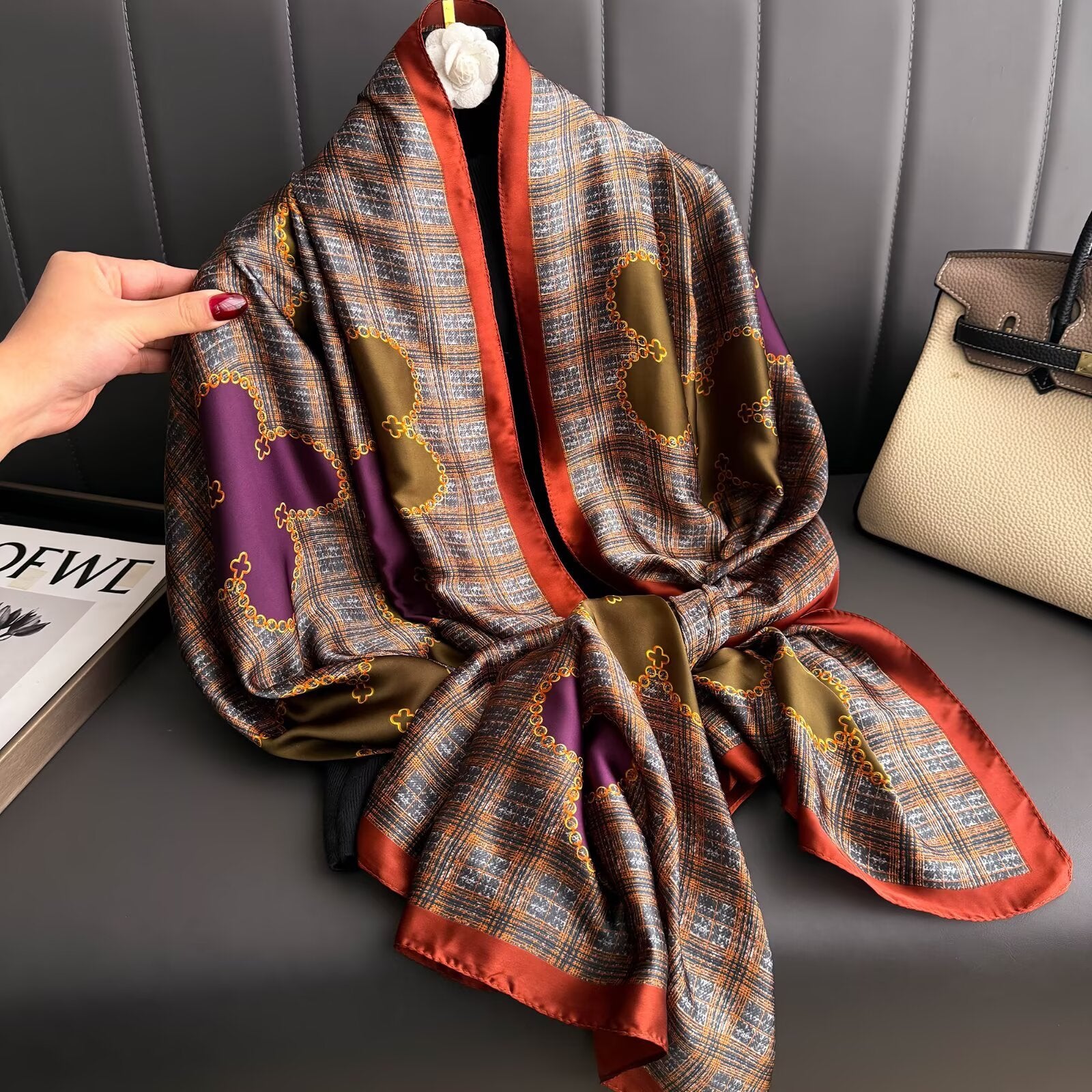 Fashion versatile light luxury spring and summer sunscreen with shawl scarf, elegant temperament women's long silk scarf