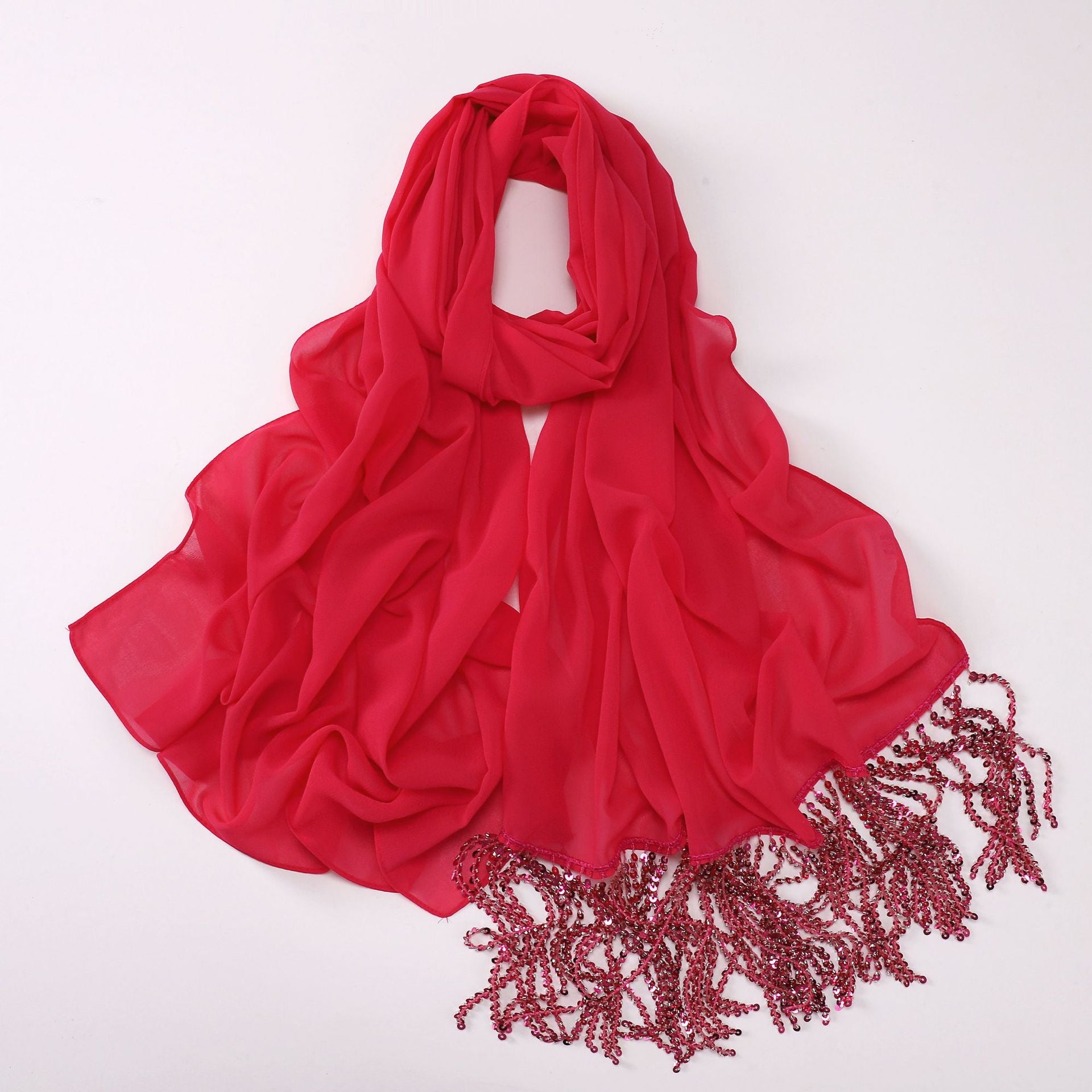 New Pearl Chiffon Headscarf Crystal Tassel Middle East and Africa Headscarf