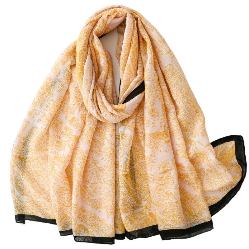 fashion modern printing frame silk scarf travel vacation shawl