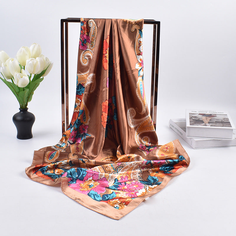 New stylish and elegant flower 90 satin women's decorative large square scarf scarf headscarf