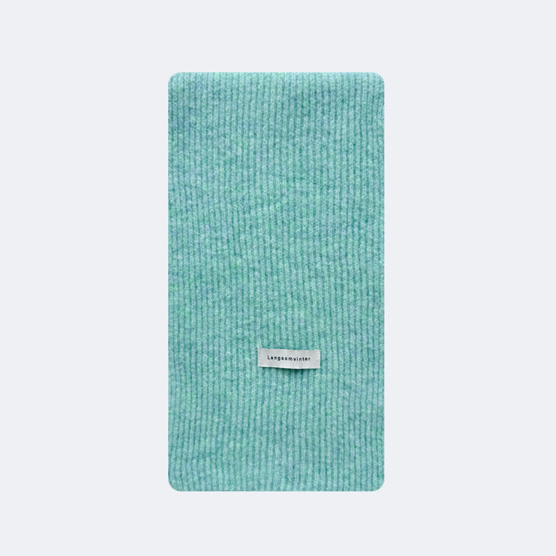 Wool blended solid color classic drawstring knitted scarf women's winter soft waxy Korean atmosphere wool scarf