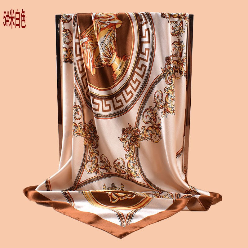 New 90 satin retro lion trophy printed square scarf with sunscreen bag head silk scarf decorative scarf