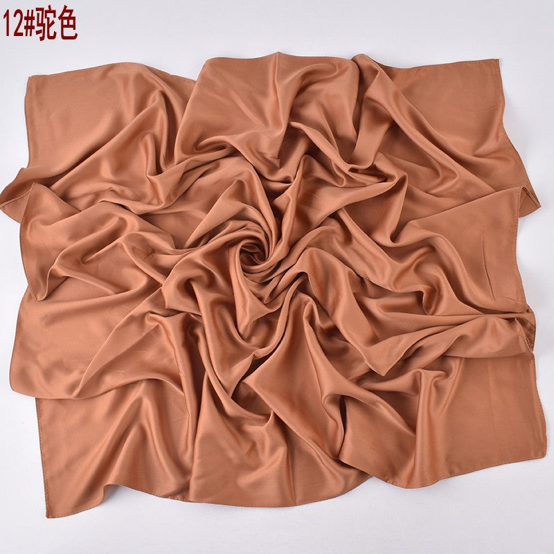 Autumn and winter new Malaysian imitation silk matte satin monochrome solid color 90 plain simple square towel batch