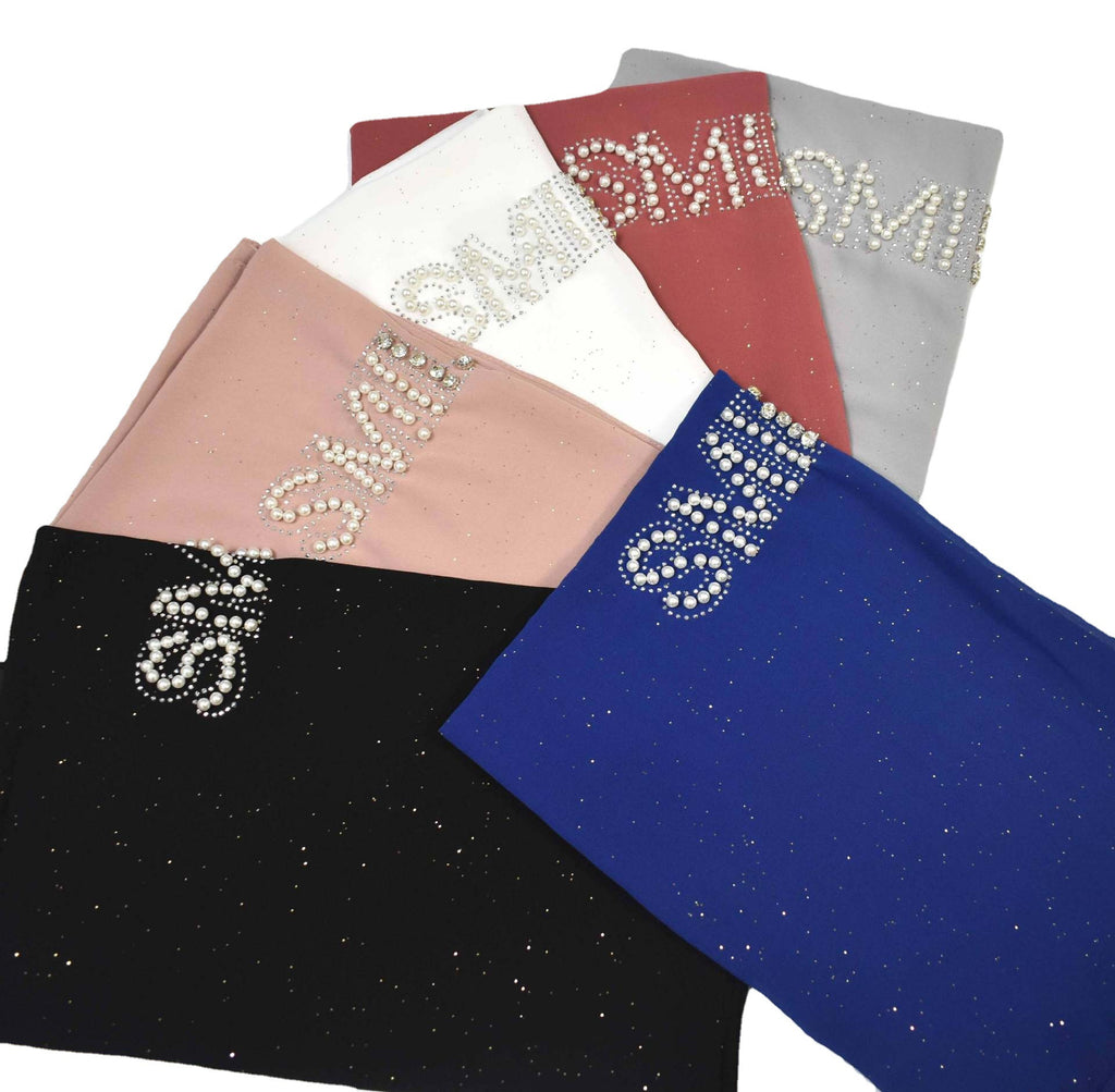 Can sprinkle gold pearl chiffon scarf hot diamond bead fixed diamond hijab