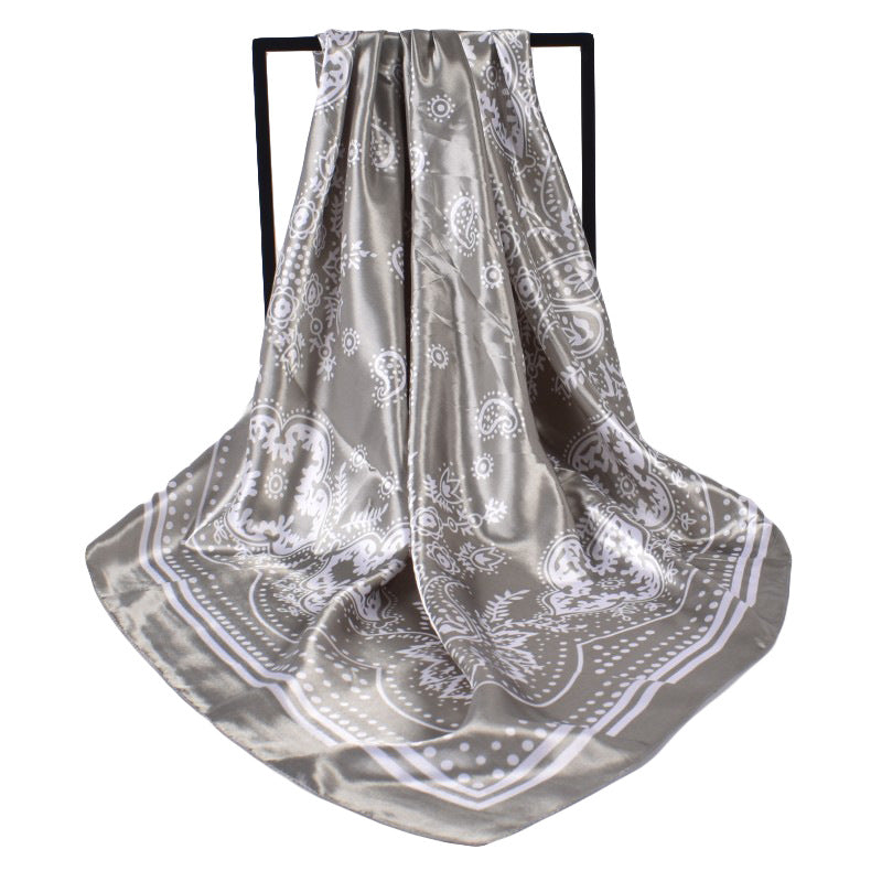 Europe and the United States hot-selling retro paisley satin printing 90cm square silk scarf, small batch LOGO customization