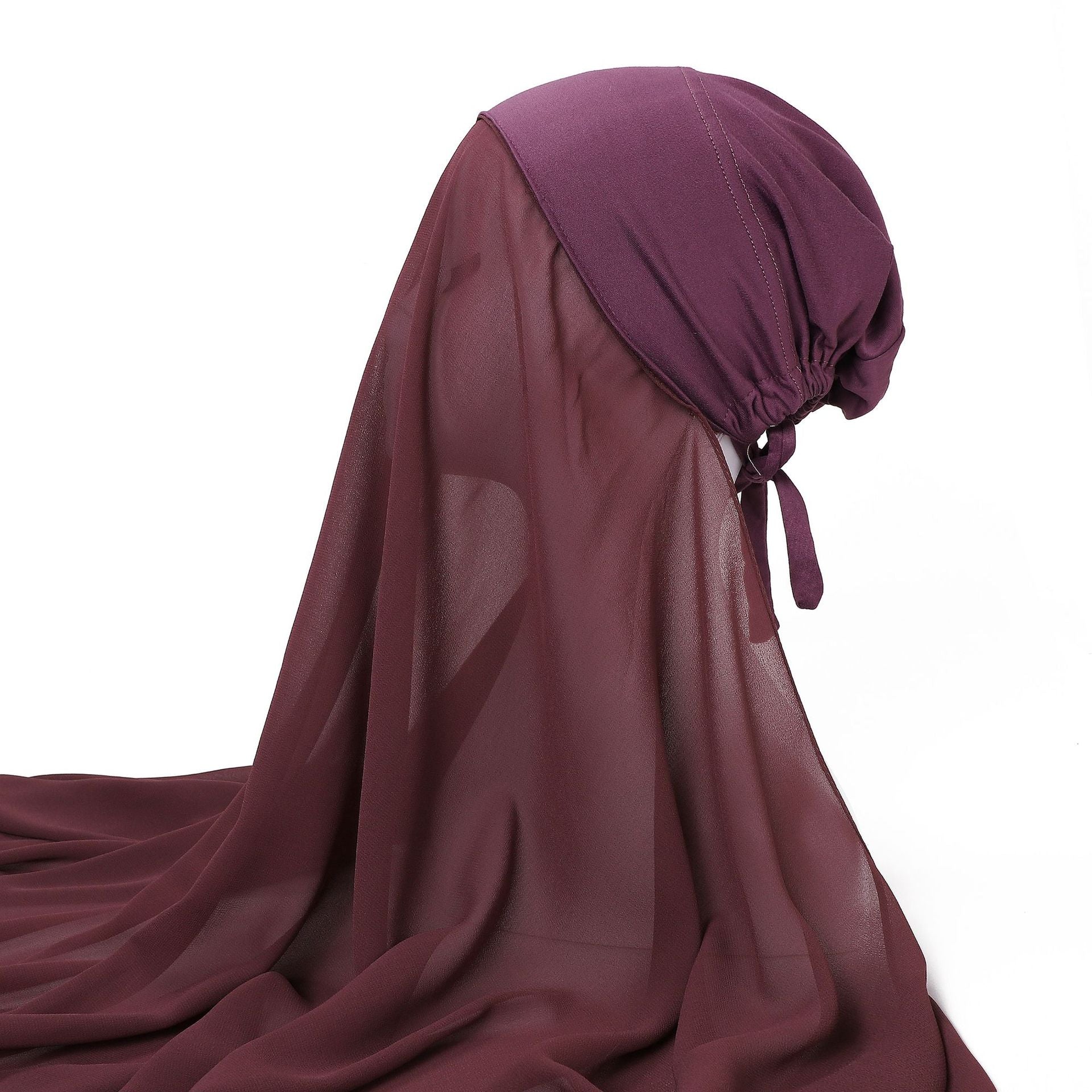 Pearl chiffon bottoming hat set, scarf, milk silk comfortable pullover hat, lazy headscarf.