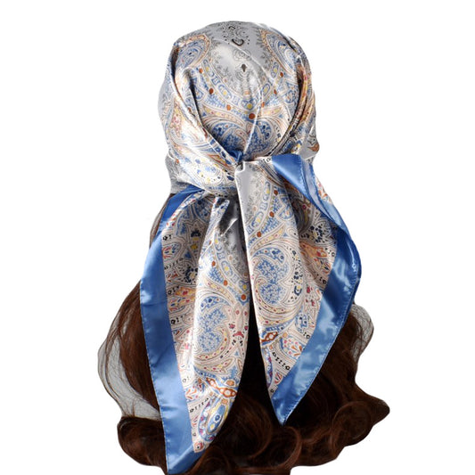Spring new large cashew flower simulation silk 90cm satin printing scarf