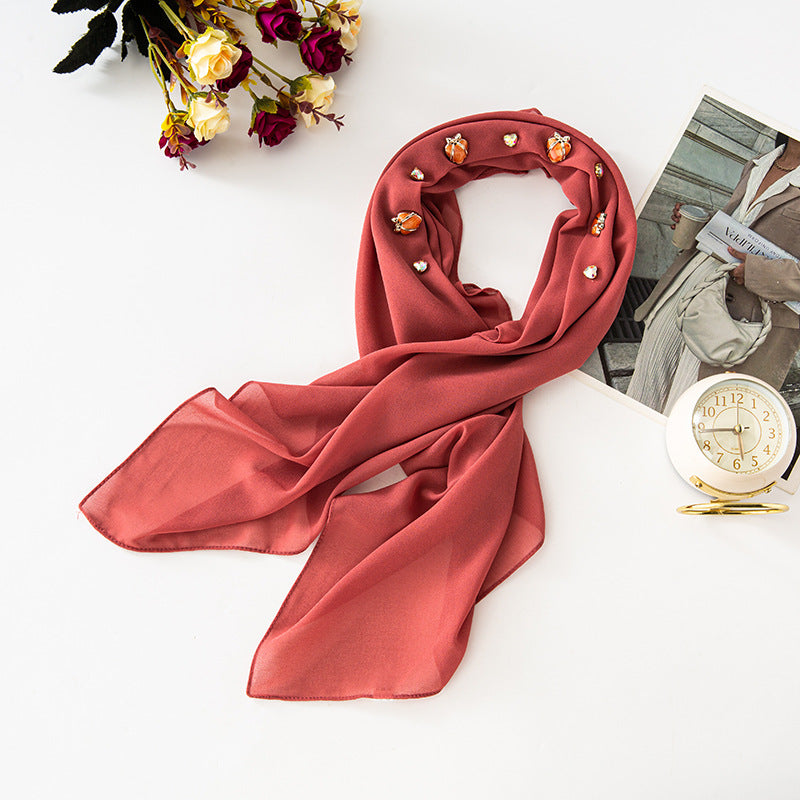 New pearl chiffon 90CM square scarf Malaysia Muslim Headscarf Hijab Bubble chiffon