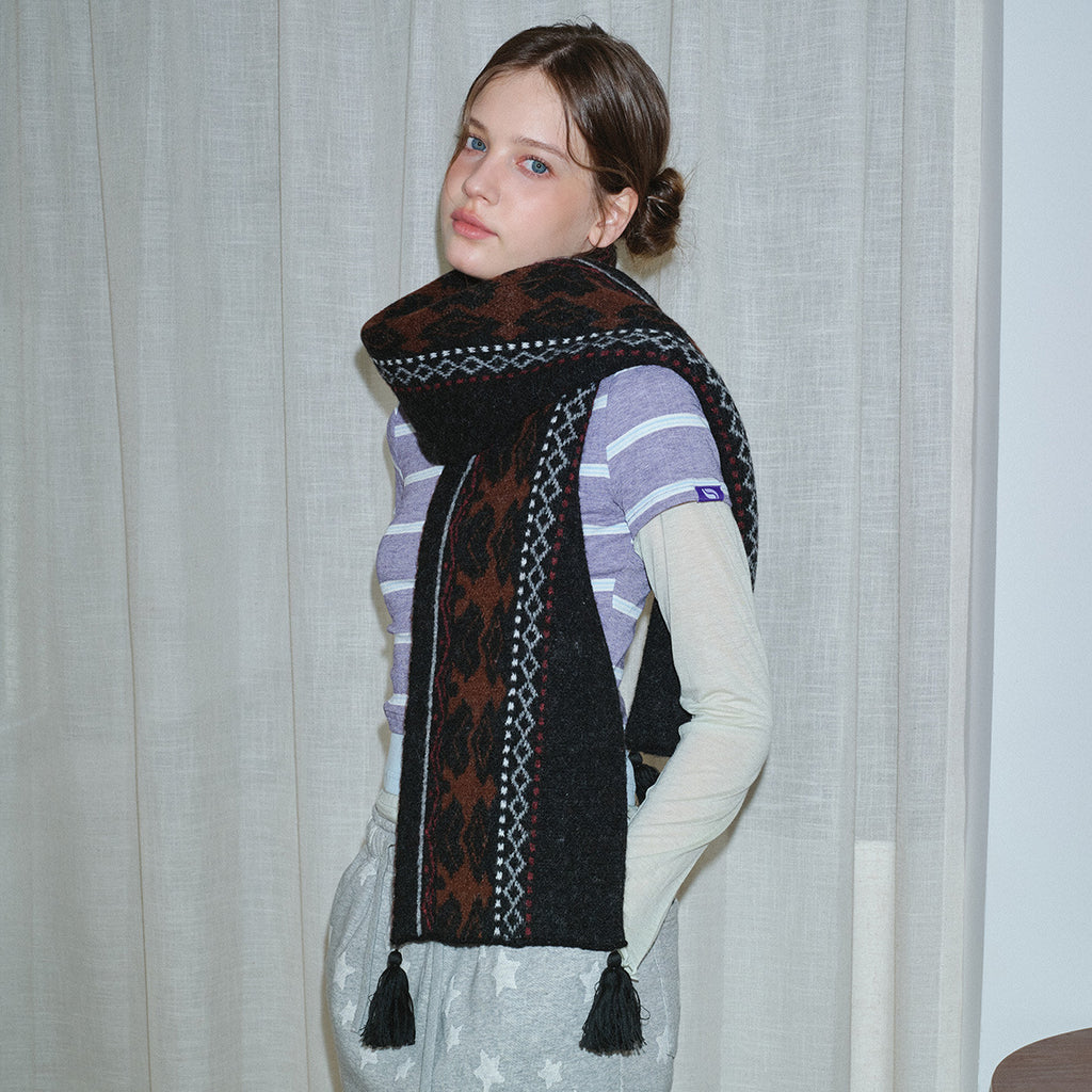 Designer's same Pingti wool blended Fair Island scarf for men and women in winter with soft wool scarf