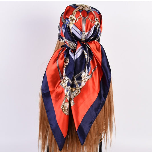 Summer new geometric simple 90 square scarves, printed fashionable square silk scarves, scarves silk scarves