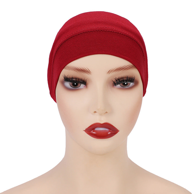 Modal monochrome tube hat bottoming cap, high elastic mercerized cotton women's Arabian scarf cap