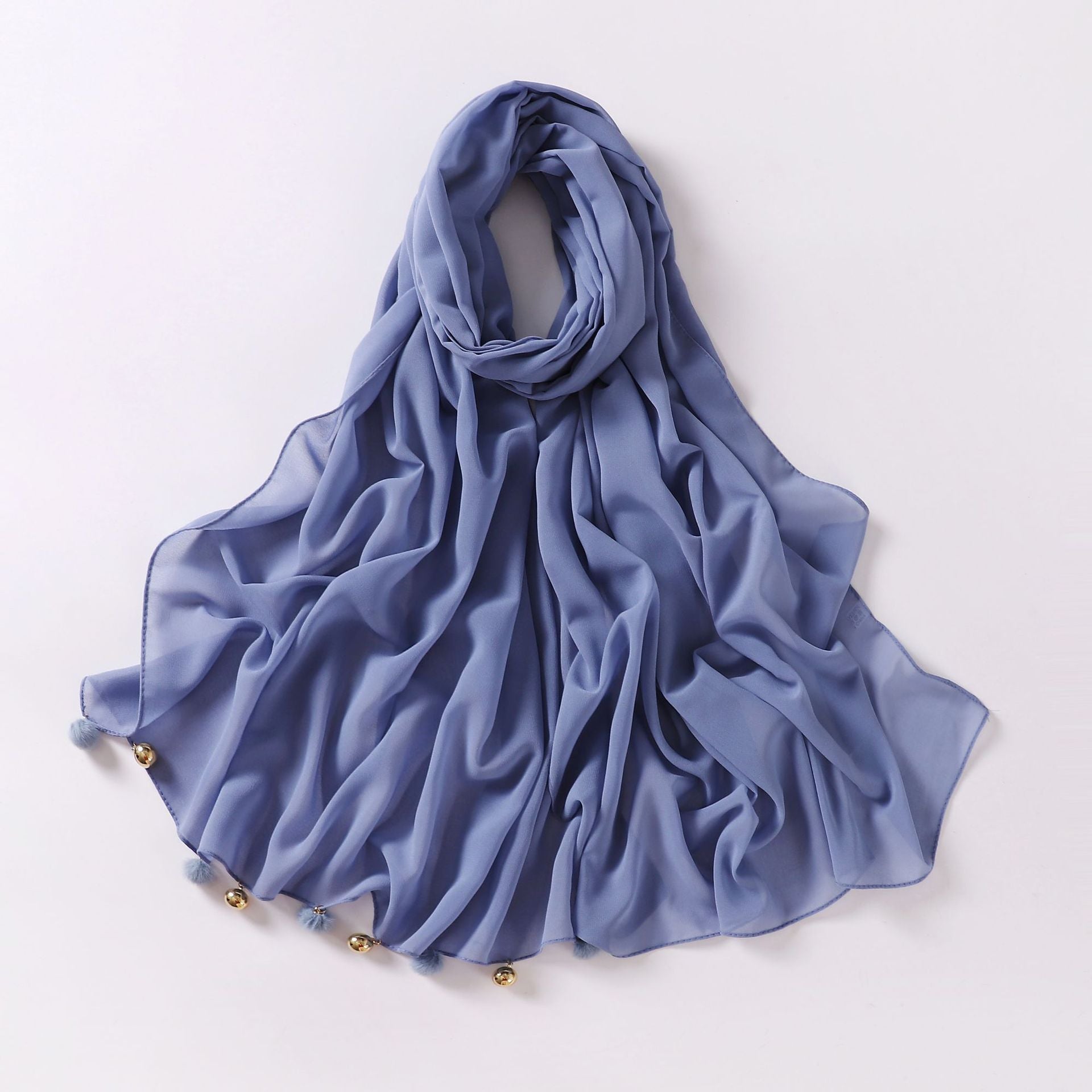 New pearl chiffon hanging hairball jewelry scarf Malaysian headscarf Middle East Africa hijab