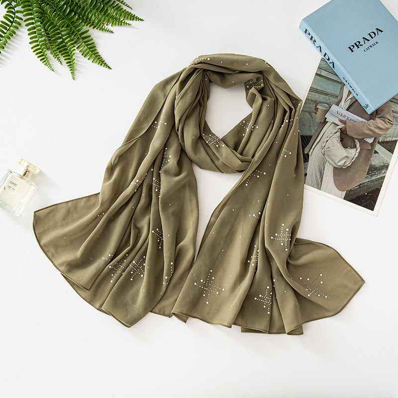 Chiffon ceramic hot diamond scarf  scarf Middle East Africa headscarf Malay headscarf