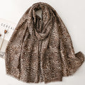cotton and linen feel scarves leopard leopard print rough edge printing shawl women
