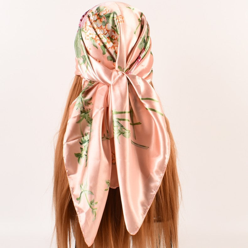 European and American fashion new professional square scarf women's flowery pattern, scarf silk scarf one piece hair