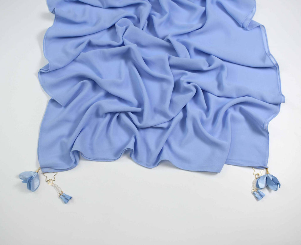 Monochrome pearl chiffon flower scarf  Malaysian headscarf Middle East Africa hijab