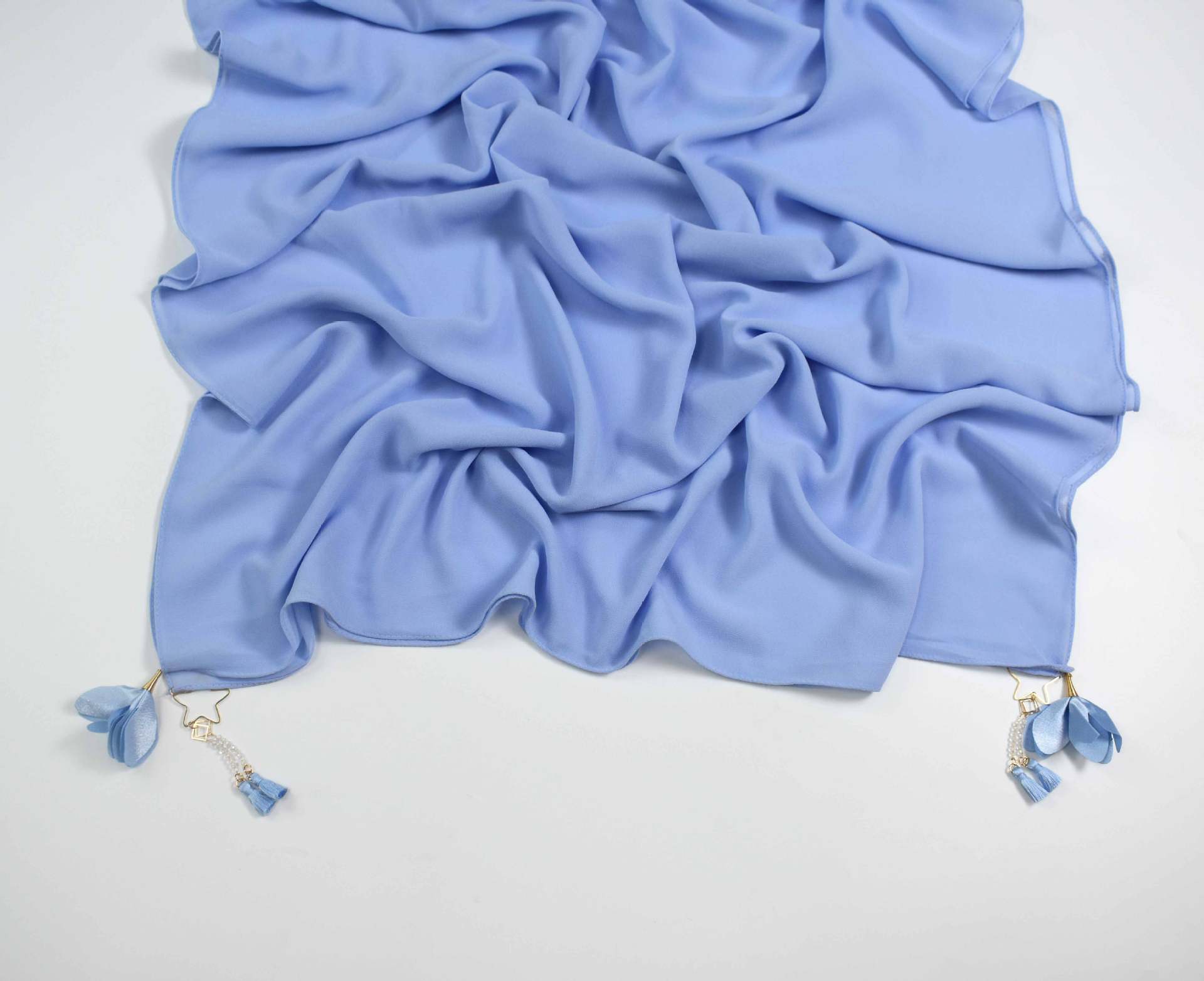 Monochrome pearl chiffon flower scarf  Malaysian headscarf Middle East Africa hijab