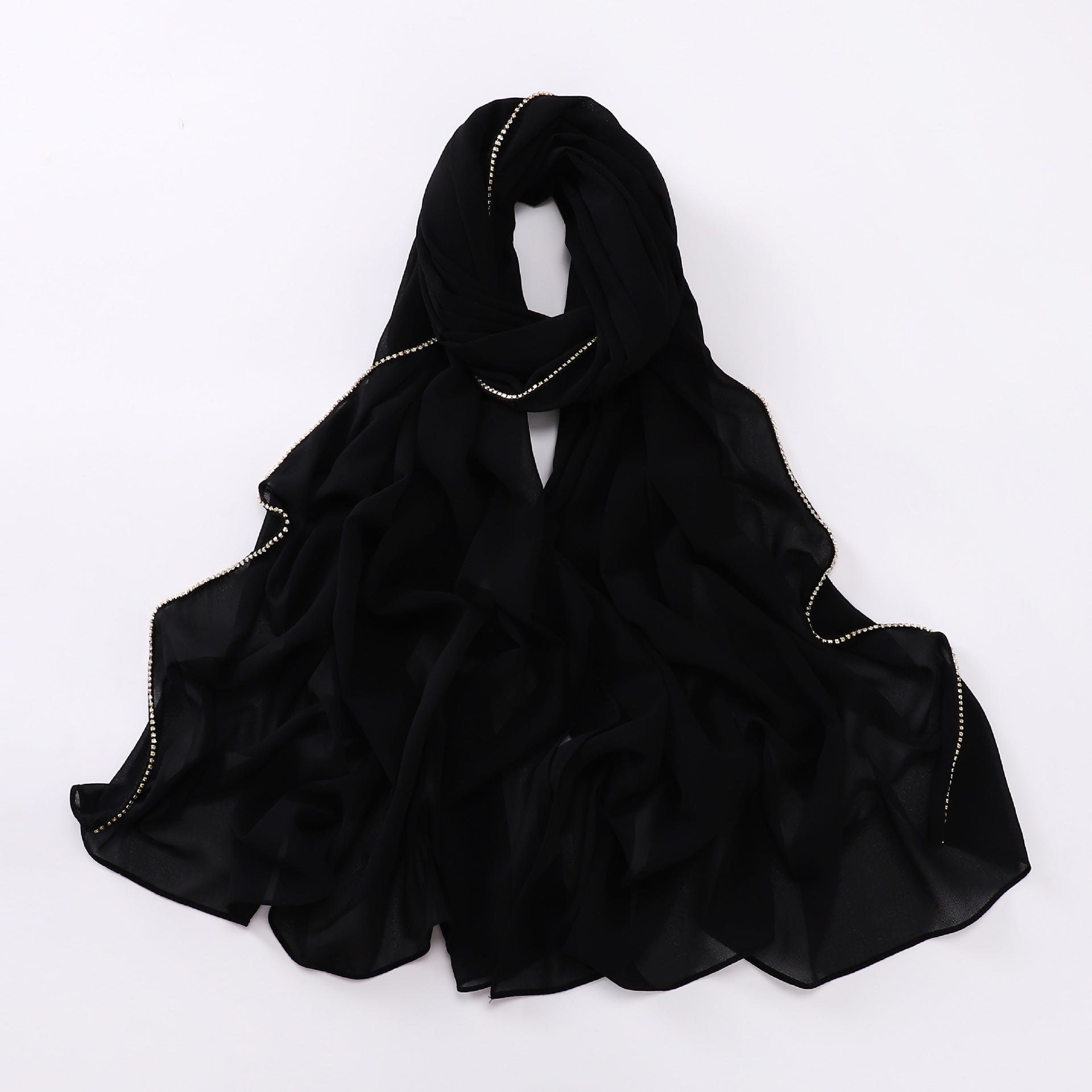 New Pearl Chiffon High Quality Diamond Claw Chain Scarf Yarn Middle East Africa Headscarf