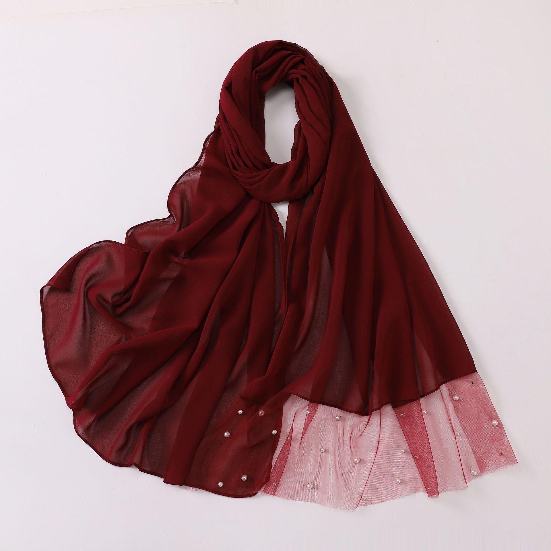Pearl Chiffon Lace Edge Square Scarf Middle East Africa Headscarf Malaysia Indonesia Hijab