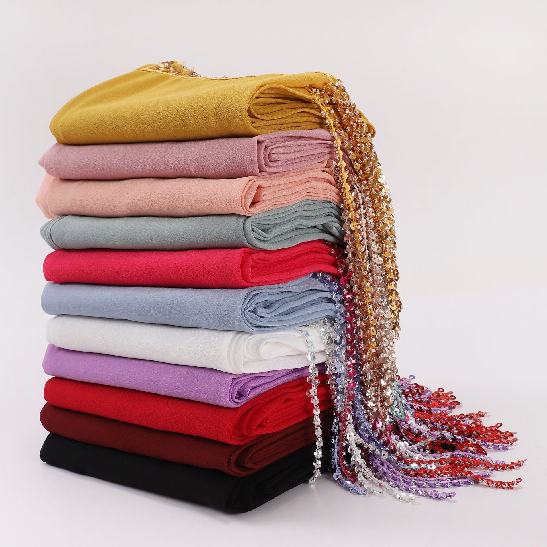 New Pearl Chiffon Headscarf Crystal Tassel Middle East and Africa Headscarf