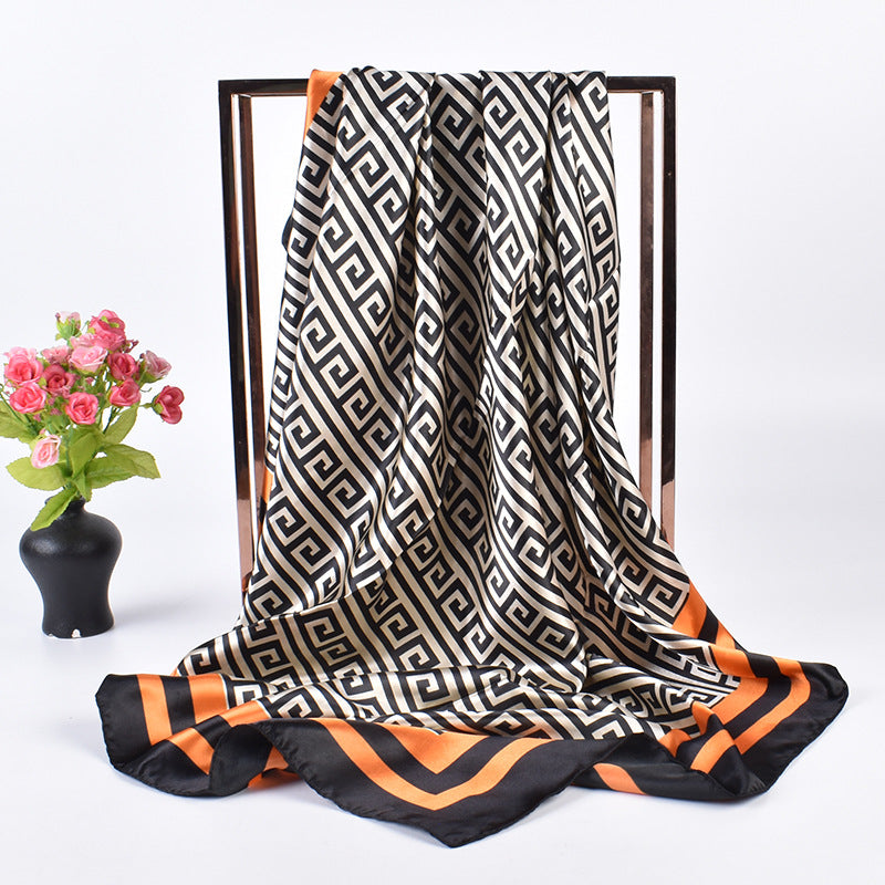 New fashion retro printing 90 * 90 satin large square scarf silk scarf, cross