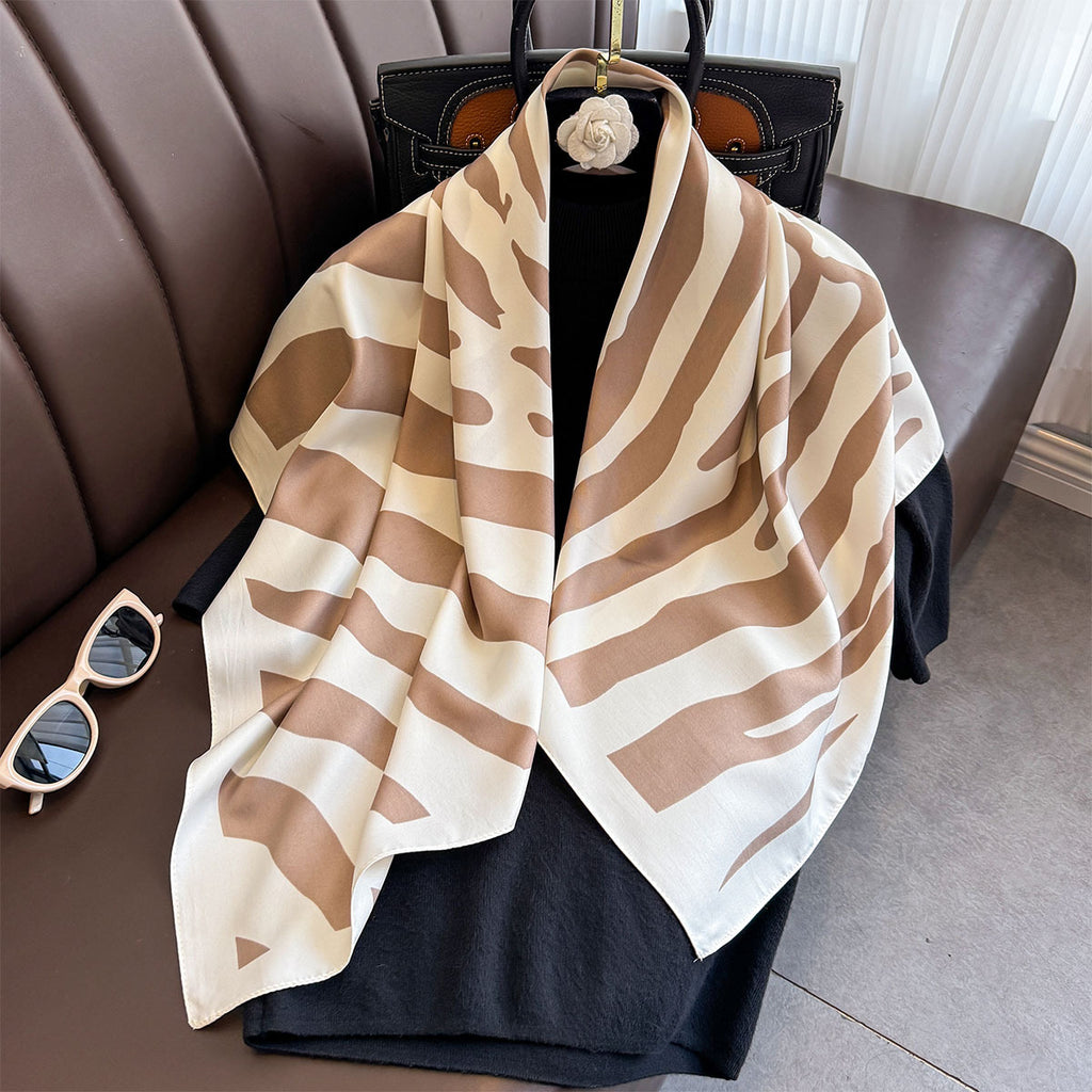 Summer Korean version of simple striped scarf twill square scarf 90cm fashionable versatile sunscreen shawl headscarf women
