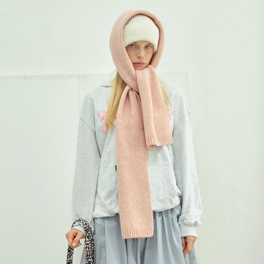 Classic basic wool blended soft waxy solid color flower knitted scarf women's winter cute wool scarf