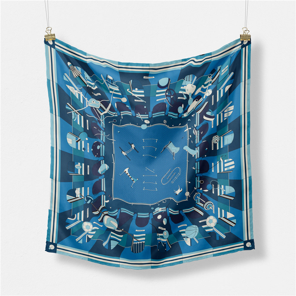 Simple, fashionable and versatile, geometric line printed scarf 53cm small square scarf, women's headband, wristband