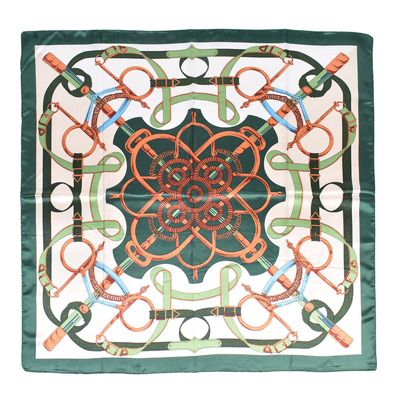 New fashionable ring chain buckle pattern printing high-quality 90 * 90 color square towel