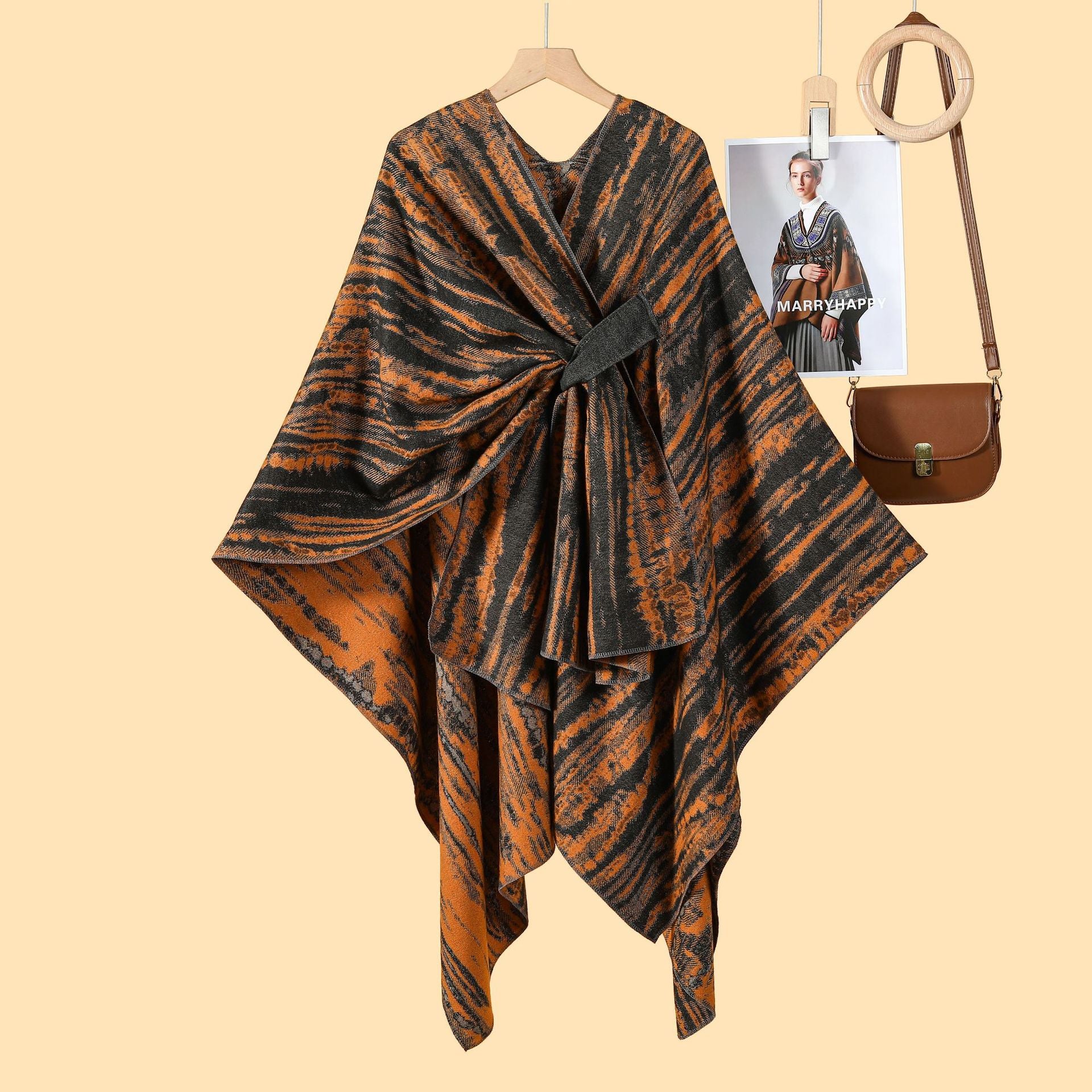 Harajuku lady literary travel photo shawl cape with new autumn and winter nostalgic retro warm cardigan