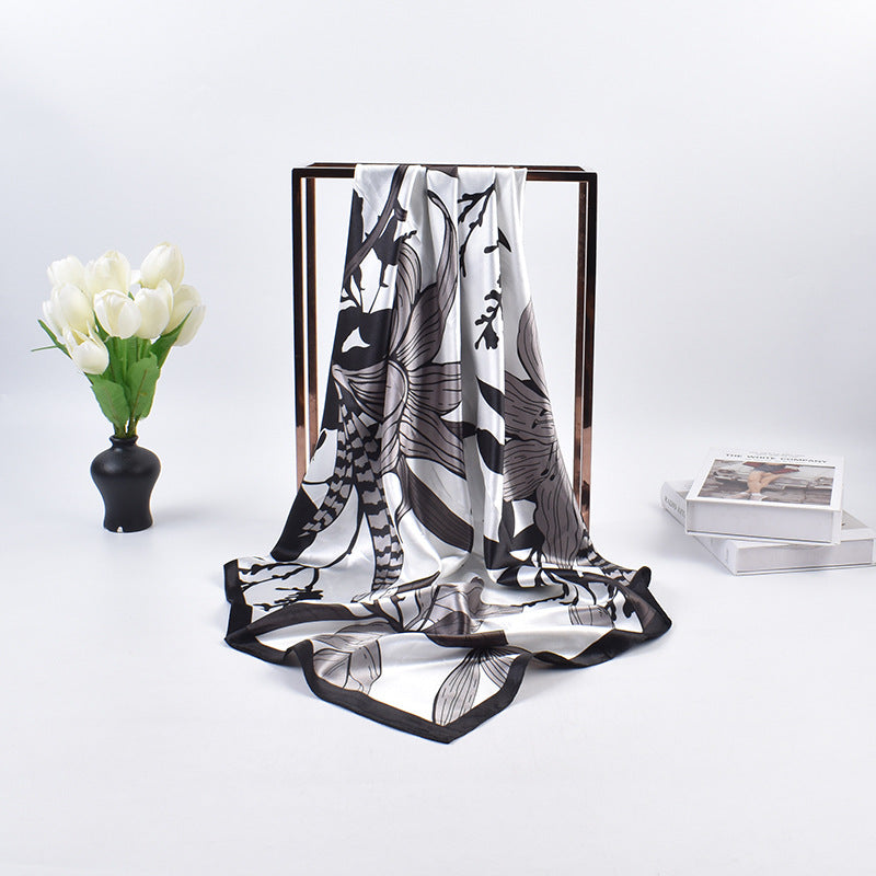 New retro flower 90 satin women's decorative large square scarf scarf headscarf