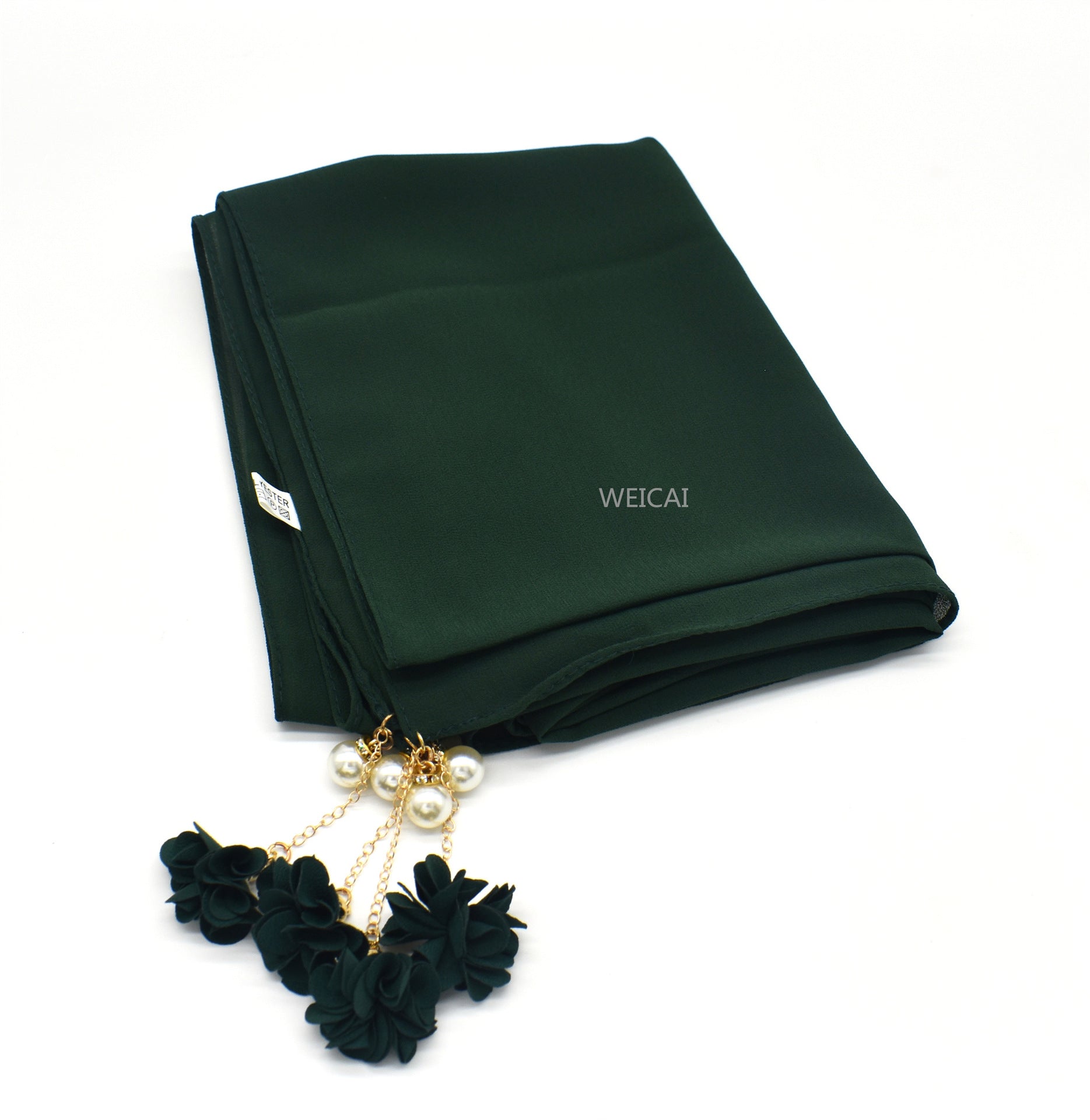 New monochrome pearl chiffon bubble bag headscarf exquisite pearl flower scarf women's scarf hijab