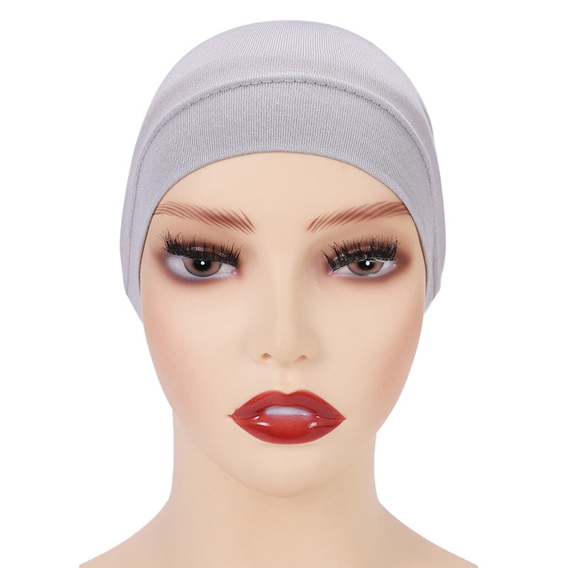 Modal monochrome tube hat bottoming cap, high elastic mercerized cotton women's Arabian scarf cap