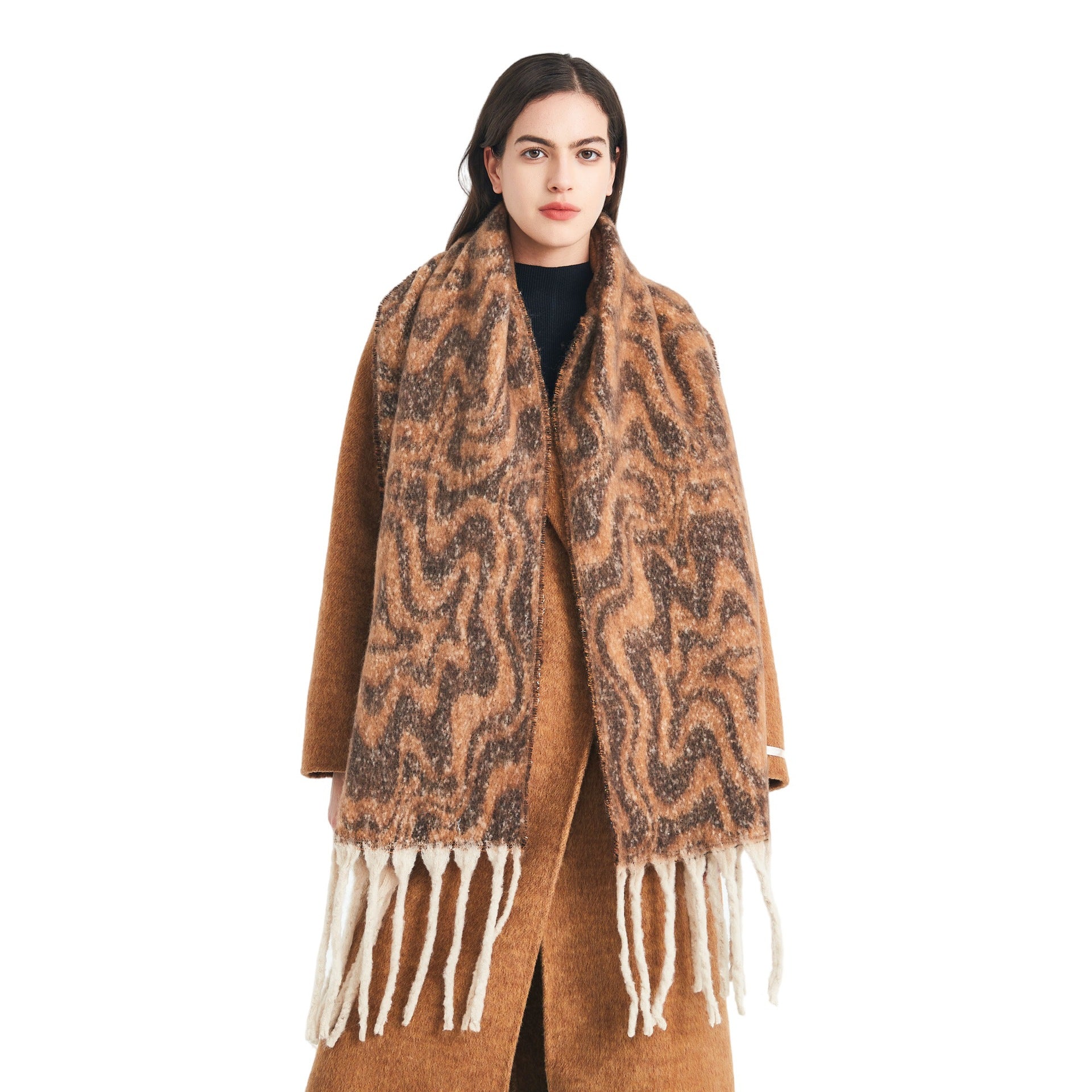 Europe, America autumn and winter circle yarn imitation mohair water ripple jacquard scarf
