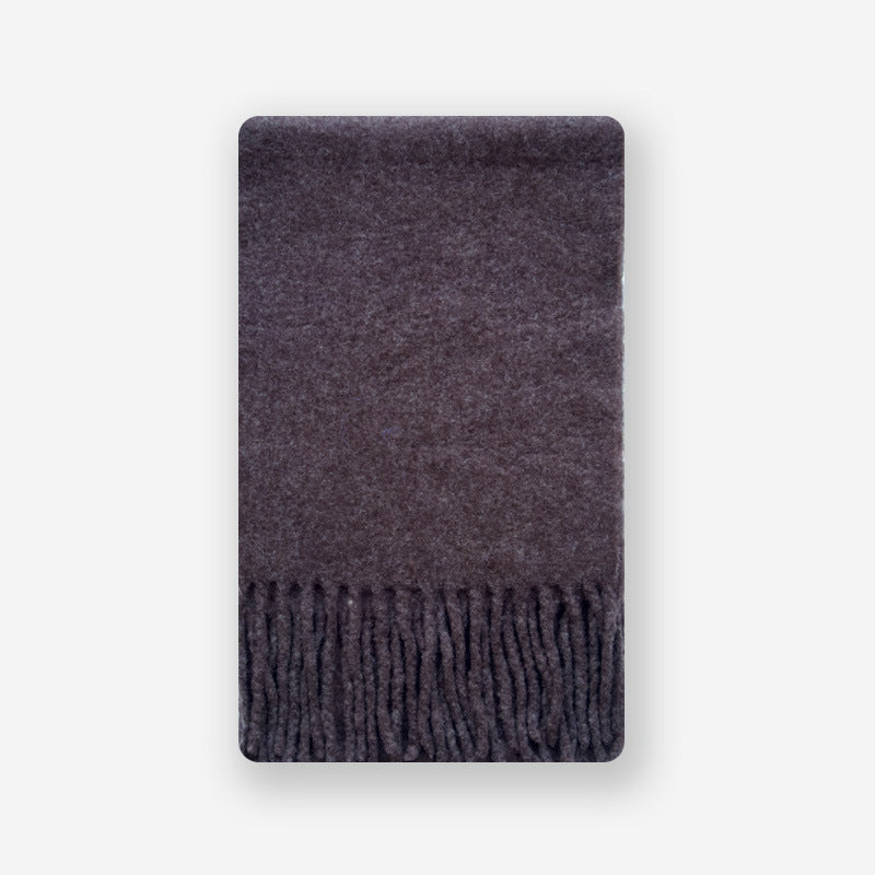 U's same style contains 32 wool solid color scarf for women, soft retro green wool in winter, ins atmosphere to increase the scarf