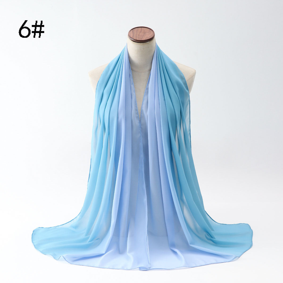 New versatile pearl chiffon gradual change color scarf yarn Middle East Africa Malaysia Indonesia headscarf