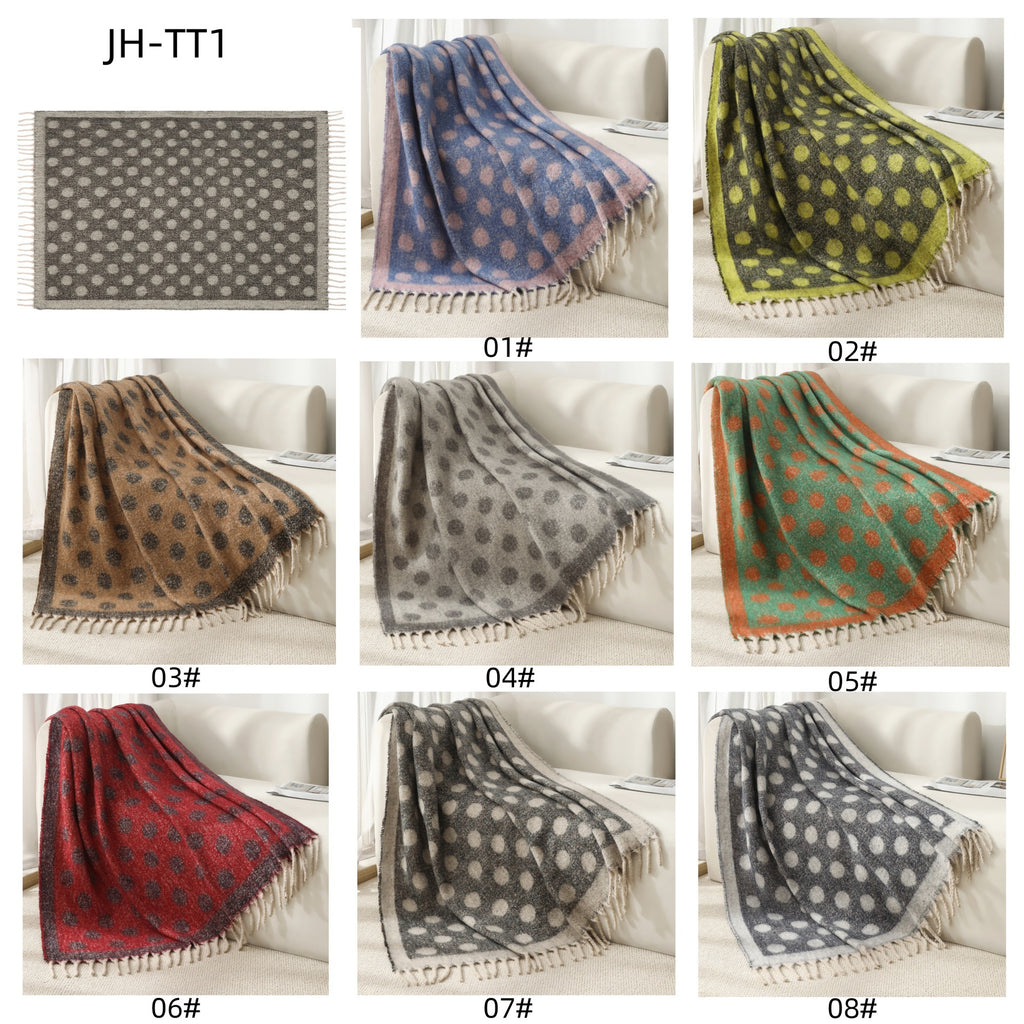 Blanket new European and American autumn and winter imitation mohair thickened circle large shawl jacquard blanket