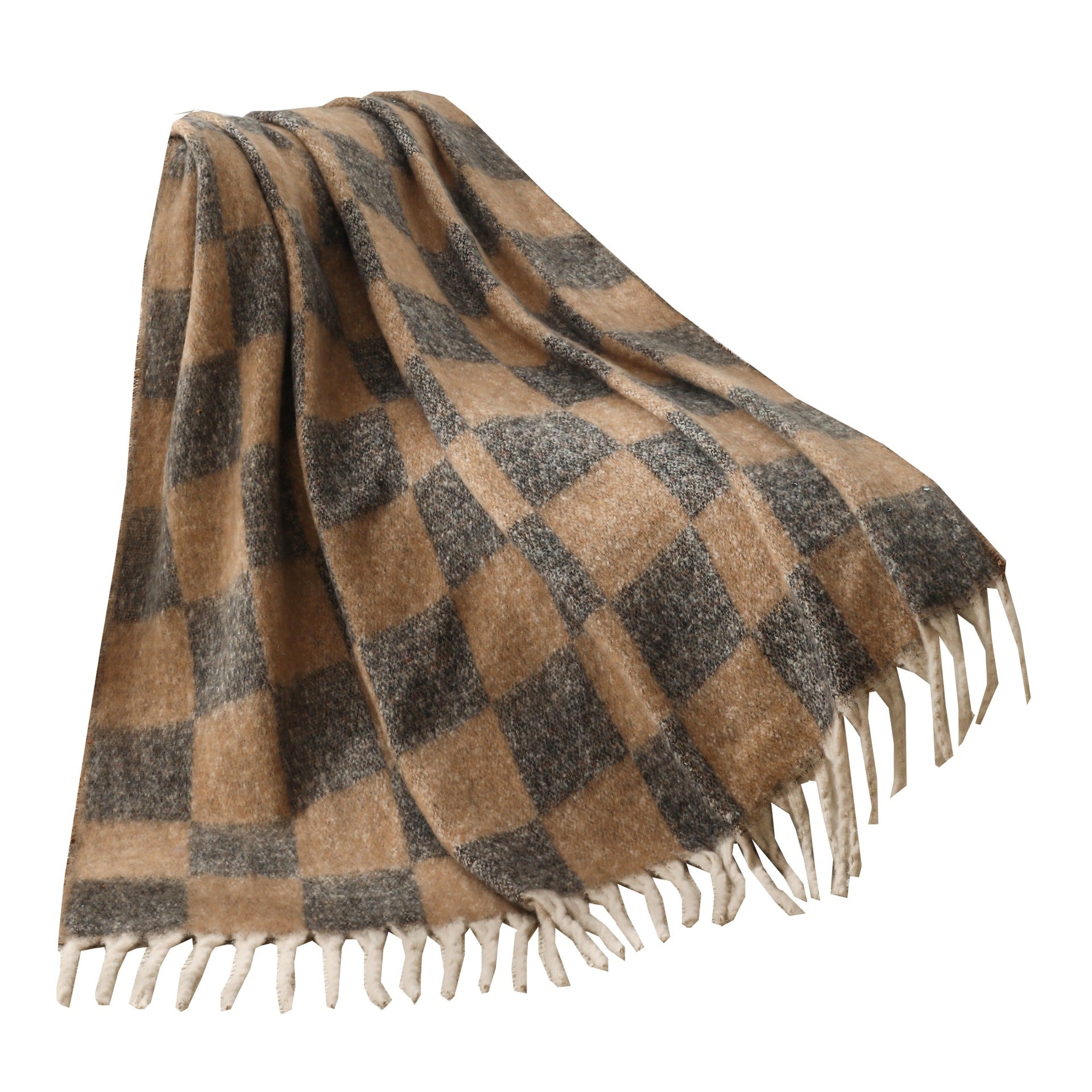 Blanket new European, American autumn and winter imitation mohair thickened checkered large shawl jacquard blanket