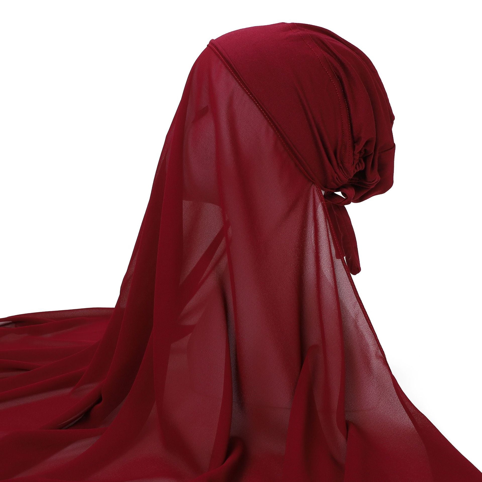 Pearl chiffon bottoming hat set, scarf, milk silk comfortable pullover hat, lazy headscarf.