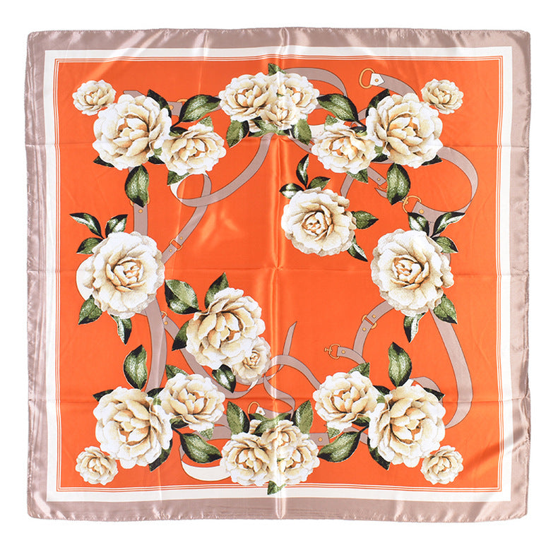 New fashionable and elegant natural flower pattern printing high-quality 90 * 90 color square towel